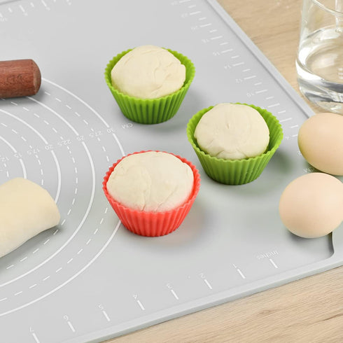 Extra Thick Silicone Pastry Mat 24"x16" - Non Stick Food Grade Dough Rolling Bake Mat with Edge Heightening