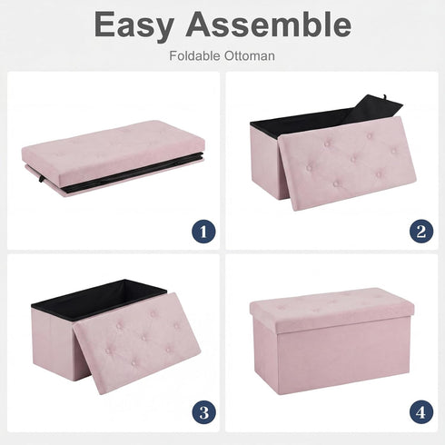30in 660lbs, DUMOS Storage Ottoman Bench, Storage Bench Foot Rest Stool with Padded Seat, Bedroom Bench with for Living