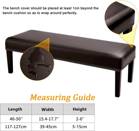 Fuloon Fuax Leather Dining Bench Cover - Anti-Dust Stretch Bench Slipcover Waterproof Seat Cushion Protector