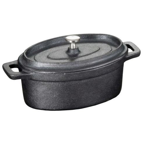American Metalcraft Cast Iron Oval Casseroles and Pots, 7.5" Length x 4" Width, Black