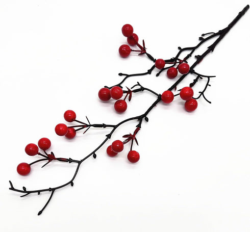 16.5" 4 Pack Artificial Red Berry Stems, Fake Holly Berries Branches Picks Faux Twig Plant Bouquet of Flowers Decor