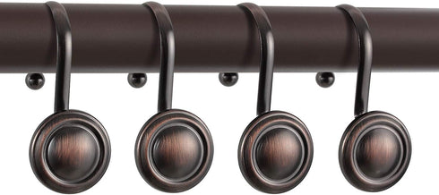 CHICTIE Bronze Shower Curtain Hooks Rings, Oil Rubbed Decorative Shower Curtain Hooks, Set of 12 (Oil-Rubbed Bronze)