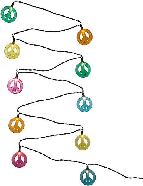 Kurt Adler 10 Multicolored Peace Sign Light Set