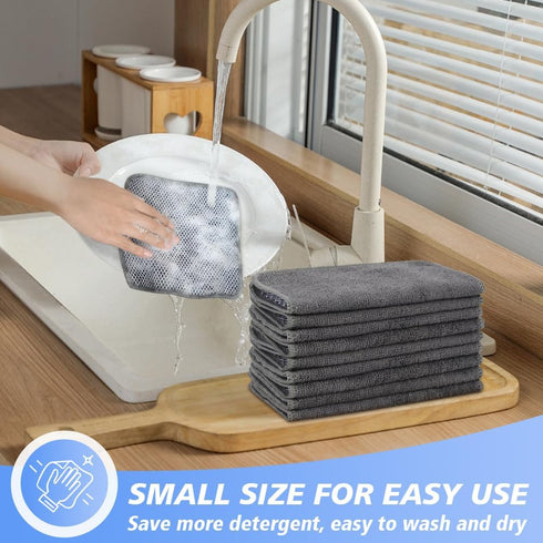 7inchx7inch 9 Pack) KinHwa Kitchen Washcloths for Dishes Absorbent Microfiber Dish Cloths Quick Dry Dish Rags with Poly