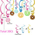 30Ct Donuts Party Supplies - Hanging Swirl Decorations for Kids, Home, Classroom, Baby Shower, Birthday