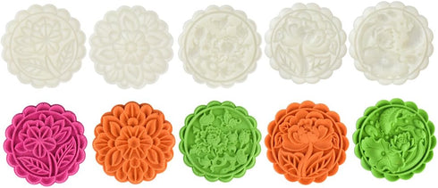 180g 5pcs Cookie Stamps - Thickness Adjustable Moon Cake Mold Set, DIY Decoration Hand Press Cutter