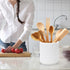 Small Ceramic Utensil Holder for Kitchen Counter (H5.51” x W4.92”), Includes Silicone Drying Mat (Black)