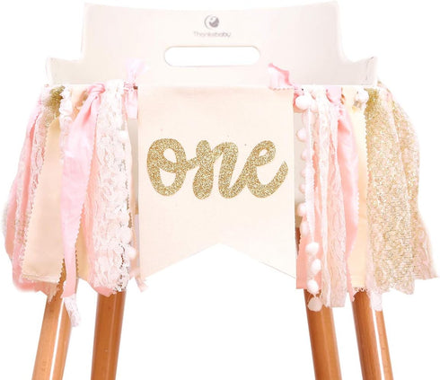 1st Highchair Banner Birthday - Pink Happy Birthday Banner Party Decorations for First Birthday,Best Princess Photo