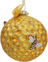 Kurt Adler Set of 2 Bumble Honeycomb Bee Hive Christmas Tree Ball Ornaments, Glass Décor