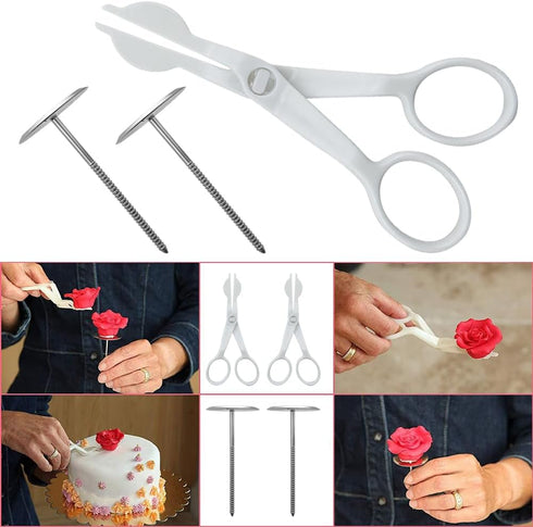 4 Pack Cake Flower Decorating Set, Stainless Steel Flower Nails and Lifters for Icing Flowers Decoration