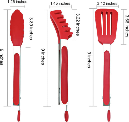 HST 3 Pack Kitchen Tongs, Non Stick Stainless Steel 9 Inch Tongs with Silicone Tip for Cooking BBQ Baking