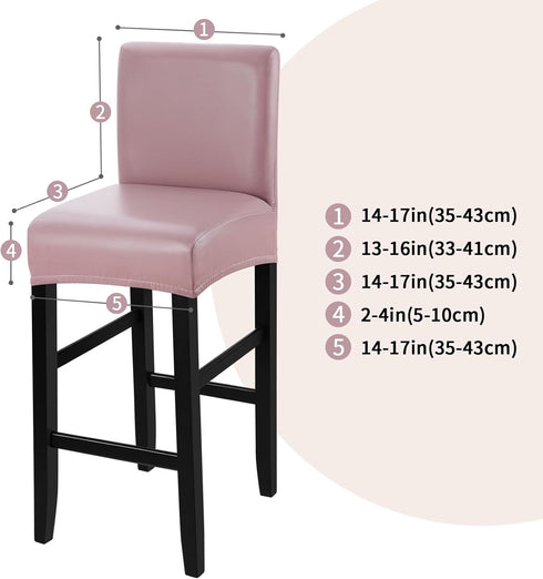 Brown-4 Pack) YISUN Bar Stool Covers, Stretch Waterproof PU Bar Stool Slipcover Removable Washable Bar Stool Chair