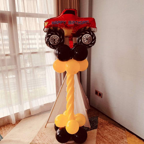 HORUIUS 5PCS Monster Truck Balloons Jumbo Shaped Aluminum Foil Mylar Balloons for Monster Truck Themed Party Birthday