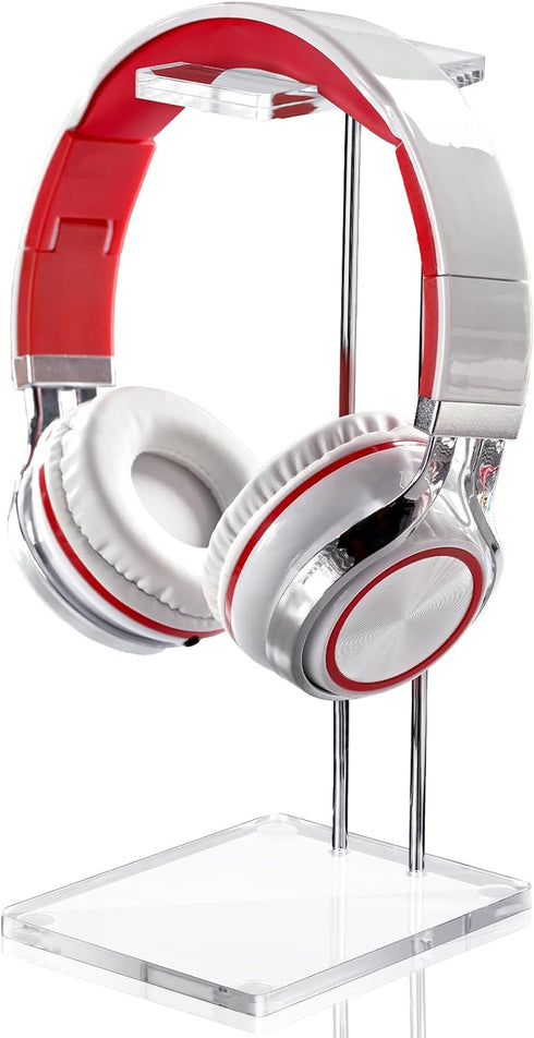 Acrylic Headphone Stand, Clear Gaming Headset Holder for Desktop Display Office Accessories with Metal Hardware