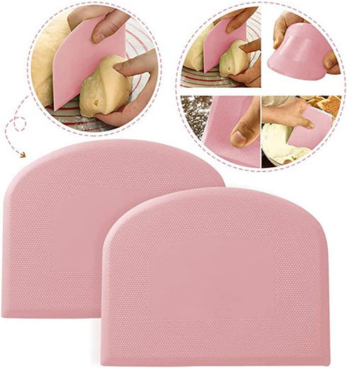 Dough Bowl Scraper Silicon Pastry Scrapers - 4 Packs of Food Grade PE Backing Dough Blenders for Cooking