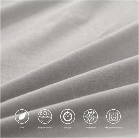 55% 45% BISELINA Linen Sheet French Flax Flat Sheet with Pleated Ruffles Euro Linen Cotton Solid Color Soft Breathable