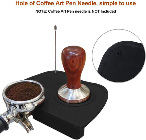 Espresso Tamper Mat - Food Safe Silicone Coffee Corner Tamping Mat, Anti-Slip Holder Pad for Barista Tool, Small-Black