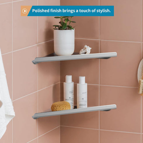 Sanbege 2 304 Pcs Stainless Steel Corner Shelf with Screws, Triangle Shower Caddy, Wall Mount Soap Holder for Bathroom