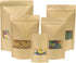 SumDirect Kraft Stand Up Pouches, 50Pcs Resealable Kraft Paper Bags with Window, 3.5x5.5inch