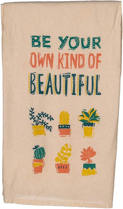 Primitives by Kathy Kitchen Dish Towel Set, Be Your Own Kind Of Beautiful, Cactus-Patterned, 28" Square
