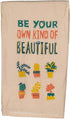 Primitives by Kathy Kitchen Dish Towel Set, Be Your Own Kind Of Beautiful, Cactus-Patterned, 28" Square
