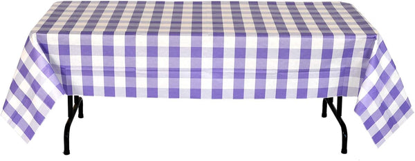 Havercamp Purple and White Plaid Table Cover | 54" x 108" | Classic Plaid Collection for Picnic, Barbecue, Cookout,