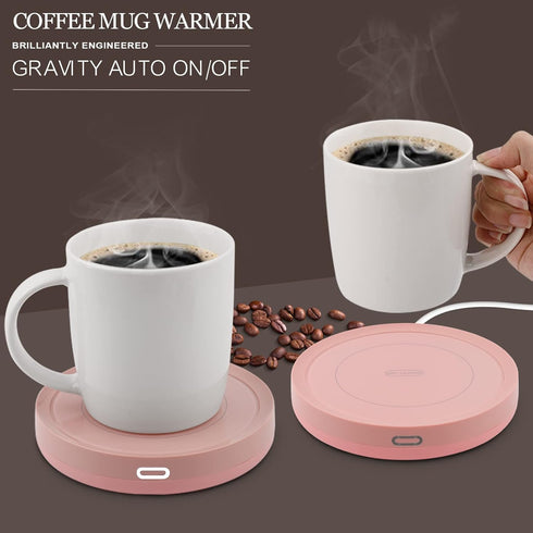 Smart Coffee Warmer, BESTINNKITS Auto On/Off Mug Warmer for Office Desk Use, Pink