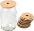 TOUSHI 4 Pcs Regular Mouth Bamboo Mason Jar Lids, Reusable Bamboo Caps with Straw Hole for Glass Canning Jars