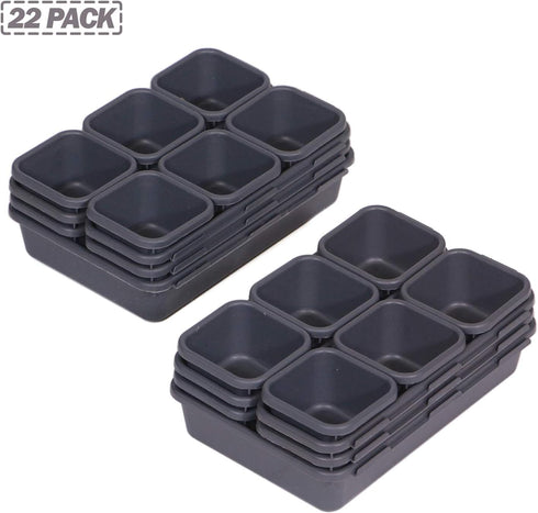 Set of 22 Interlocking Desk Drawer Organizer Tray Dividers for Kitchen, Bathroom, and Office Storage