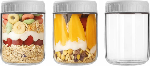 Overnight Oats Containers with Lids, 16oz Wide Mouth Mason Jars with Lids,