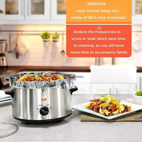 ECOOPTS Slow Cooker Liners (40 Liners), 13" × 21" Pot Liners for 3-8 Quarts, Disposable Cooking Bags BPA Free