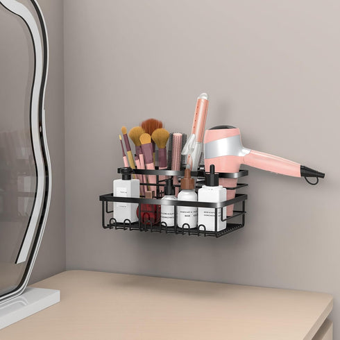 Hair Tool Organizer - Bathroom Coutertop Organizer Hair Dryer Holder, Vanity Caddy with 3 Insatllation Ways for Hair Dryer Accessories, Makeup, Tooletries and More by PLOOHT