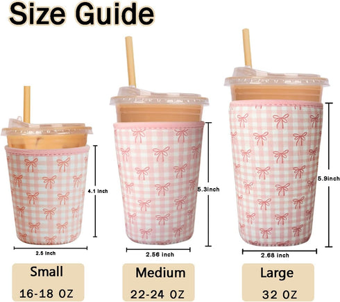 Elyndor 16-18oz) Reusable Insulated Sleeve for Iced Coffee Cup, Coffee Neoprene Sleeve for Cold & Hot Drinks, Beverage