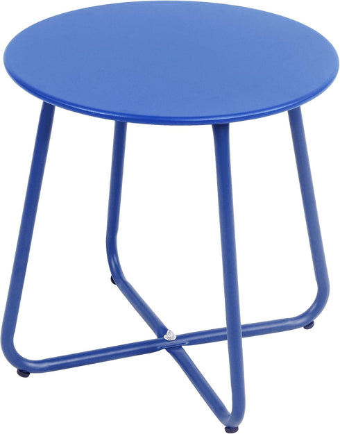 EortheX Small Round Metal Coffee Side Birstro Table Sturdy & Weather-Resistant Accent