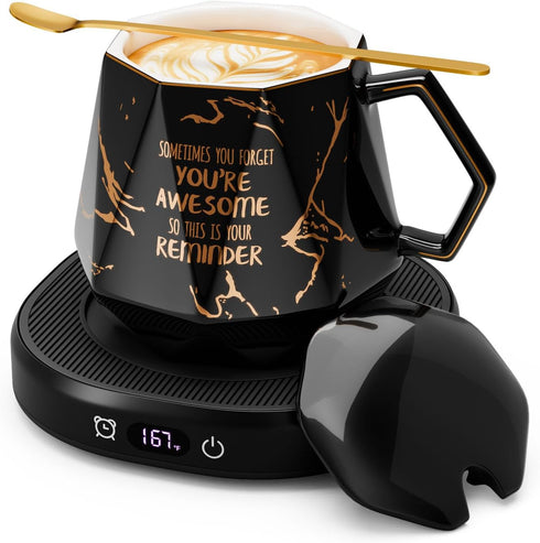Coffee Mug Warmer & Awesome Mug Set, Smart Heated Electric Coffee Cup