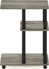 3-Tier Furinno C-Shape Sofa Side Table in French Oak/Black - Design