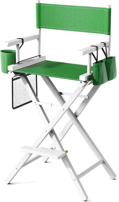 OmySalon Director's Chair 31" Height Folding Portable w/Storage Pouch & Footrest, Makeup