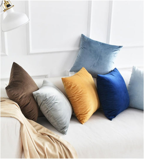 Andreannie Pack of 4 Gold Velvet Decorative Throw Pillow Covers, 18x18 Soft Cushion Case for Couch Sofa Bed (Mixed 4