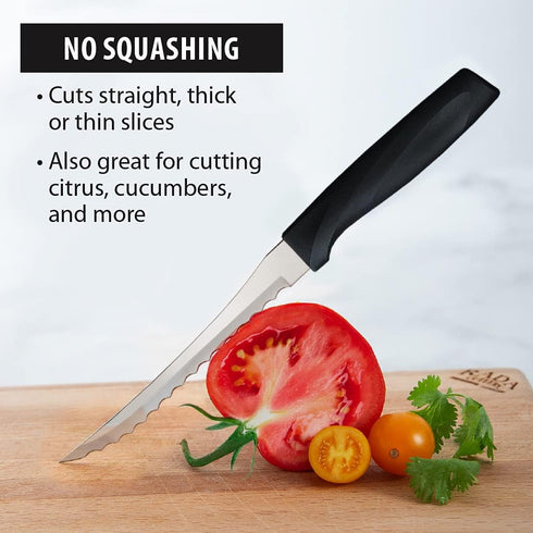 Rada Cutlery Anthem Series Tomato Slicer Knife, Made in USA, with Black Handle