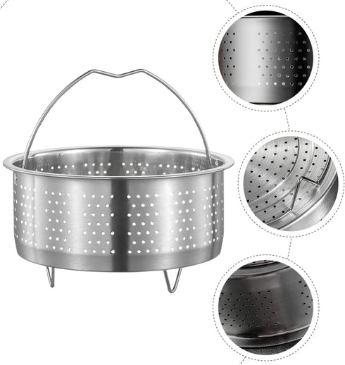 Luxshiny Rice Cooker Steamer Basket with Handle, Stainless Steel for Steaming Food, Meat, Fish, Rice, Veggies