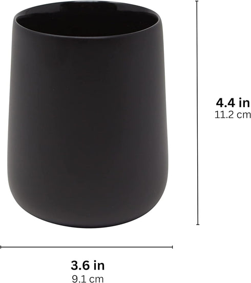 Countertop, Yew Design Matte Black Toothbrush and Toothpaste Holder and Cup for Bathroom Vanity and Round Organizer