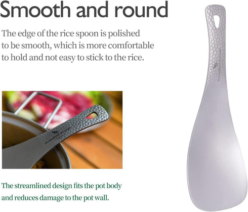 iBasingo Titanium Rice Serving Spoon, Portable Cooking Kit, Ultra-light Rice Shovel, Thickened Tableware Ti1079T