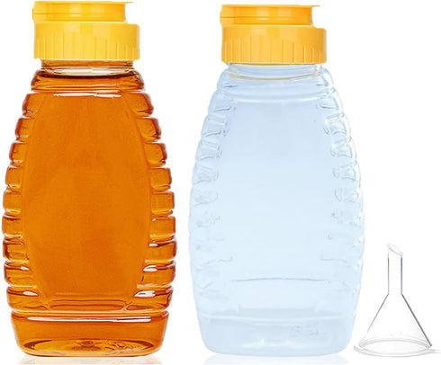 THYULIFE 2 Pack Empty Plastic Honey Bottles with Funnel, 180ml Squeeze Honey Jars