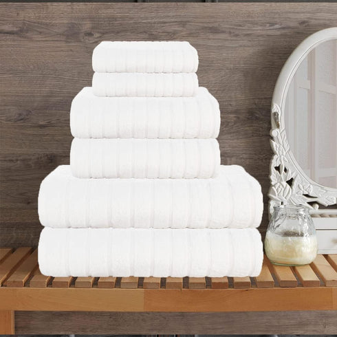 6Pcs 100% Set- 600GSM, 2Bath 2Hand 2Washcloths, Set CASA COPENHAGEN Ecstatic Egyptian Cotton Large Designer Towels Gift