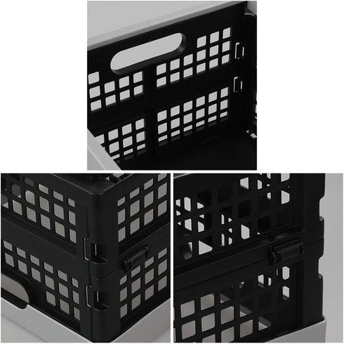 16 L Plastic Folding Storage Crates, Collapsible Plastic Crate, 2 Packs