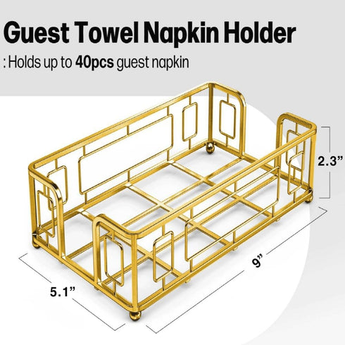 Countertop Guest Towel Holder Tray for Bathroom Gold Napkin Holder for Disposable Paper Hand Towels, Vanity Hand Towel