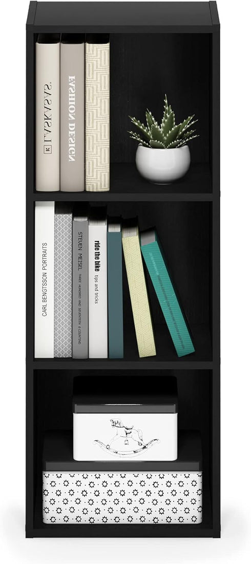 3-Tier Furinno Pasir No Tool Assembly Open Shelf Bookcase, Blackwood