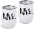 GINGPROUS 2 Pack Mrs and Mrs Wine Tumbler Set, 12 Oz Insulated Stainless Steel Wine Tumblers with Lid, Lesbian Couple
