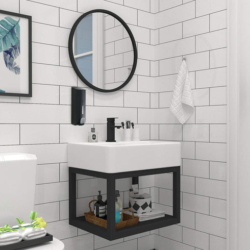 Shampoo and Conditioner Dispenser, No Drill Wall Mounted Shower Dispenser, Black, Single Chamber, 350ml