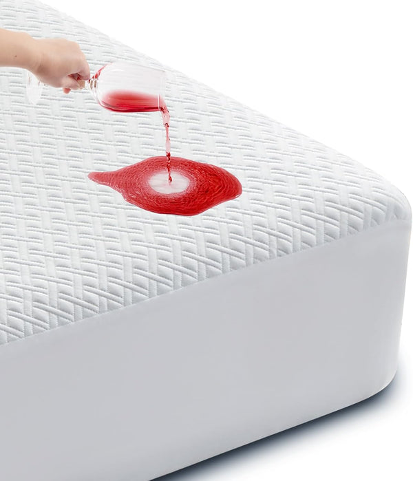 Cozymaker Queen Size 100% Waterproof Mattress Protector, Cooling Fitted Mattress Cover 8-21" Deep Pocket, Soft